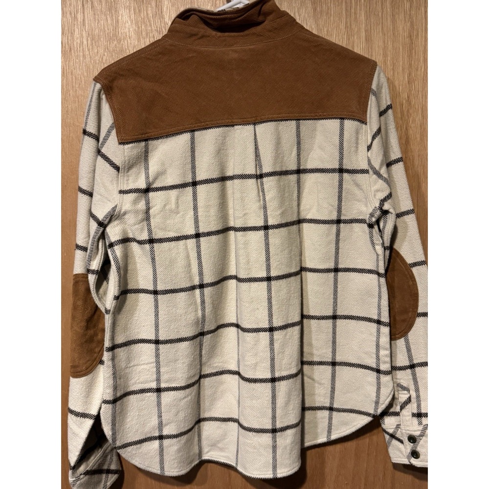 Faherty Womens Olivia Daly Flannel Shirt In Medium Corduroy And Suede Accents. - Picture 3 of 7